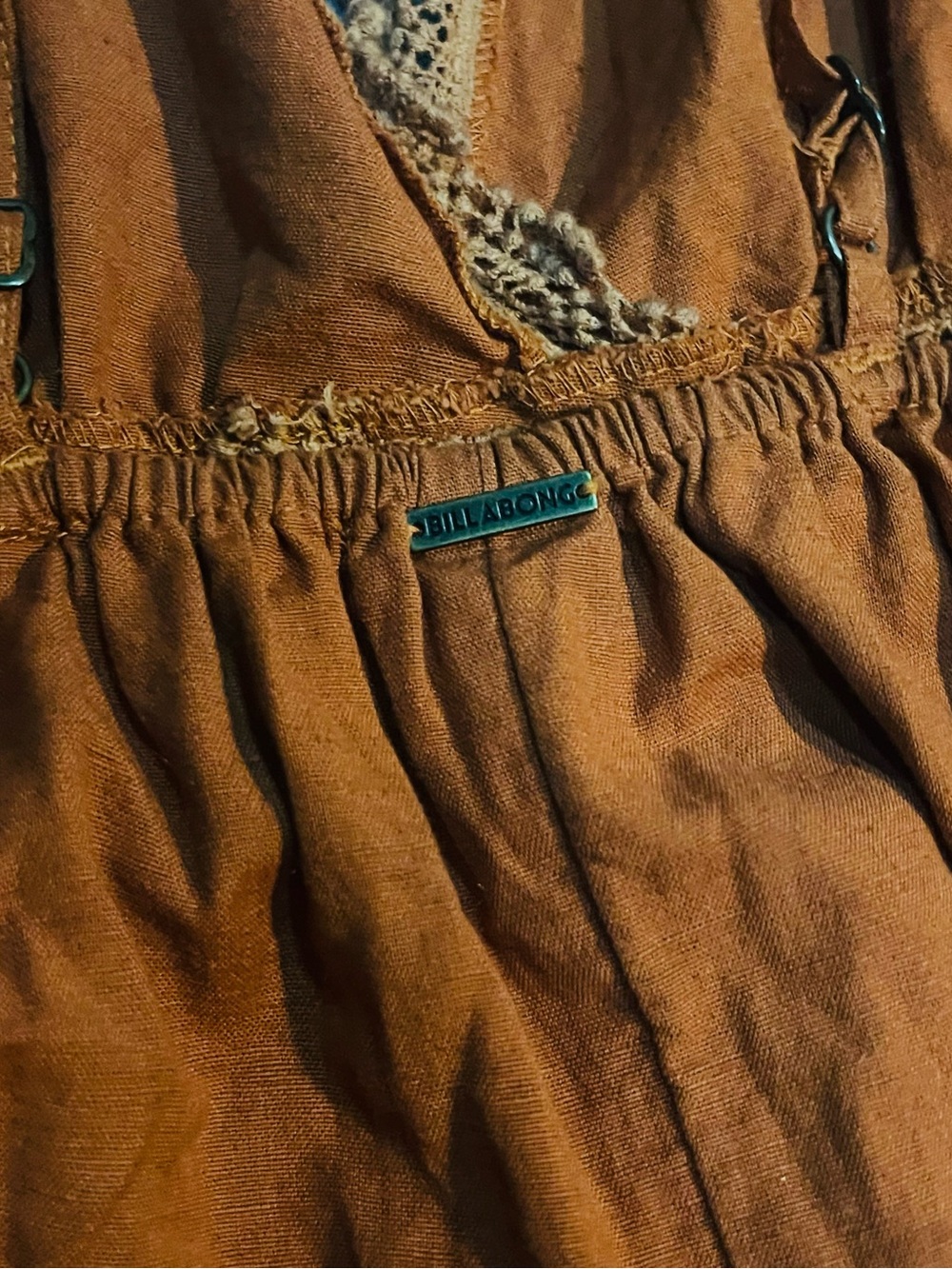 Billabong Rust Lace-Trim Wide-Leg Jumpsuit - Picture 11 of 11